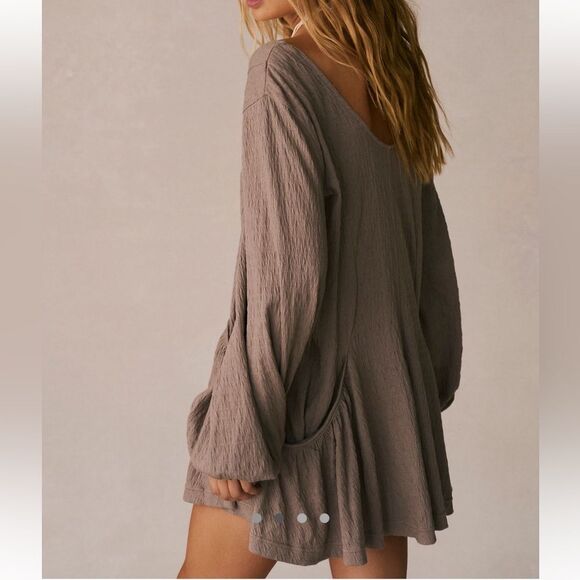 Free People Bayside Mini Dress Taupe S - Picture 7 of 9